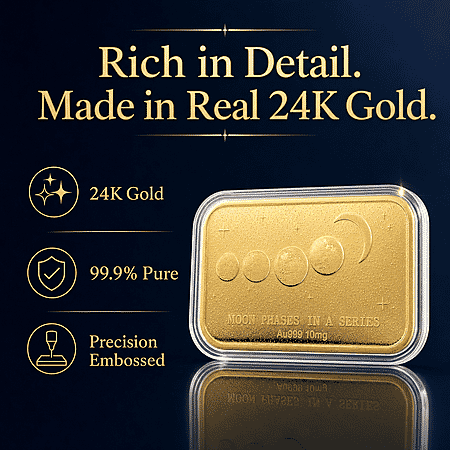 24K Golden Moon Phases, A Symbol of Life’s Journey Embossed Sheet 10mg - Product card gallery slide 2 (10178429059385)
