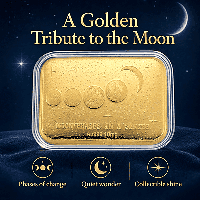 24K Golden Moon Phases, A Symbol of Life’s Journey Embossed Sheet 10mg - Product card gallery slide 3 (10178429059385)