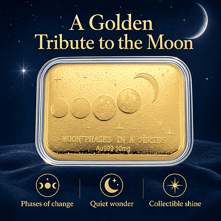 24K Golden Moon Phases, A Symbol of Life’s Journey Embossed Sheet 10mg - Product card gallery slide 3 (10178429059385)