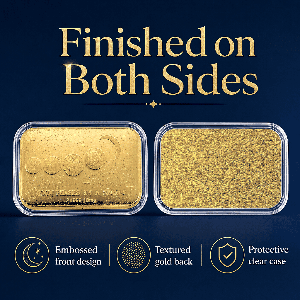 24K Golden Moon Phases, A Symbol of Life’s Journey Embossed Sheet 10mg