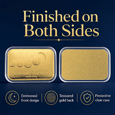 24K Golden Moon Phases, A Symbol of Life’s Journey Embossed Sheet 10mg