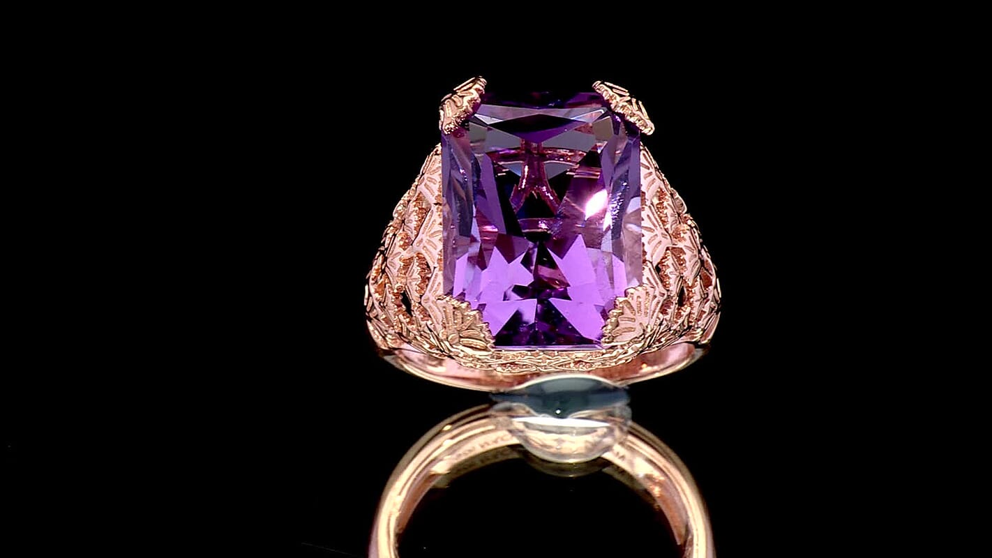 D'Joy Passport to Turkey Rose De France Amethyst Ring in 18K Vermeil RG Over Sterling Silver (Size 10.0) 11.60 ctw
