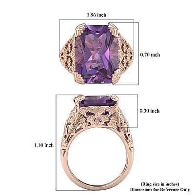 D'Joy Passport to Turkey AAA Rose De France Amethyst 12.20 ctw Ring in 18K Vermeil Rose Gold Over Sterling Silver (Size 7.0)
