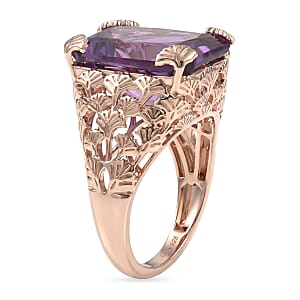 D'Joy Passport to Turkey AAA Rose De France Amethyst 12.20 ctw Ring in 18K Vermeil Rose Gold Over Sterling Silver (Size 8.0)