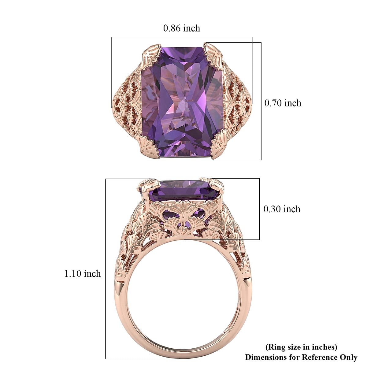 D'Joy Passport to Turkey AAA Rose De France Amethyst 12.20 ctw Ring in 18K Vermeil Rose Gold Over Sterling Silver (Size 8.0) image number 5