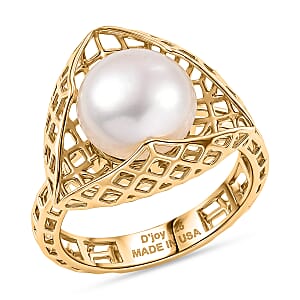 D'Joy Passport to Turkey Freshwater Pearl Ring in 18K Vermeil YG Over Sterling Silver (Size 10.0)