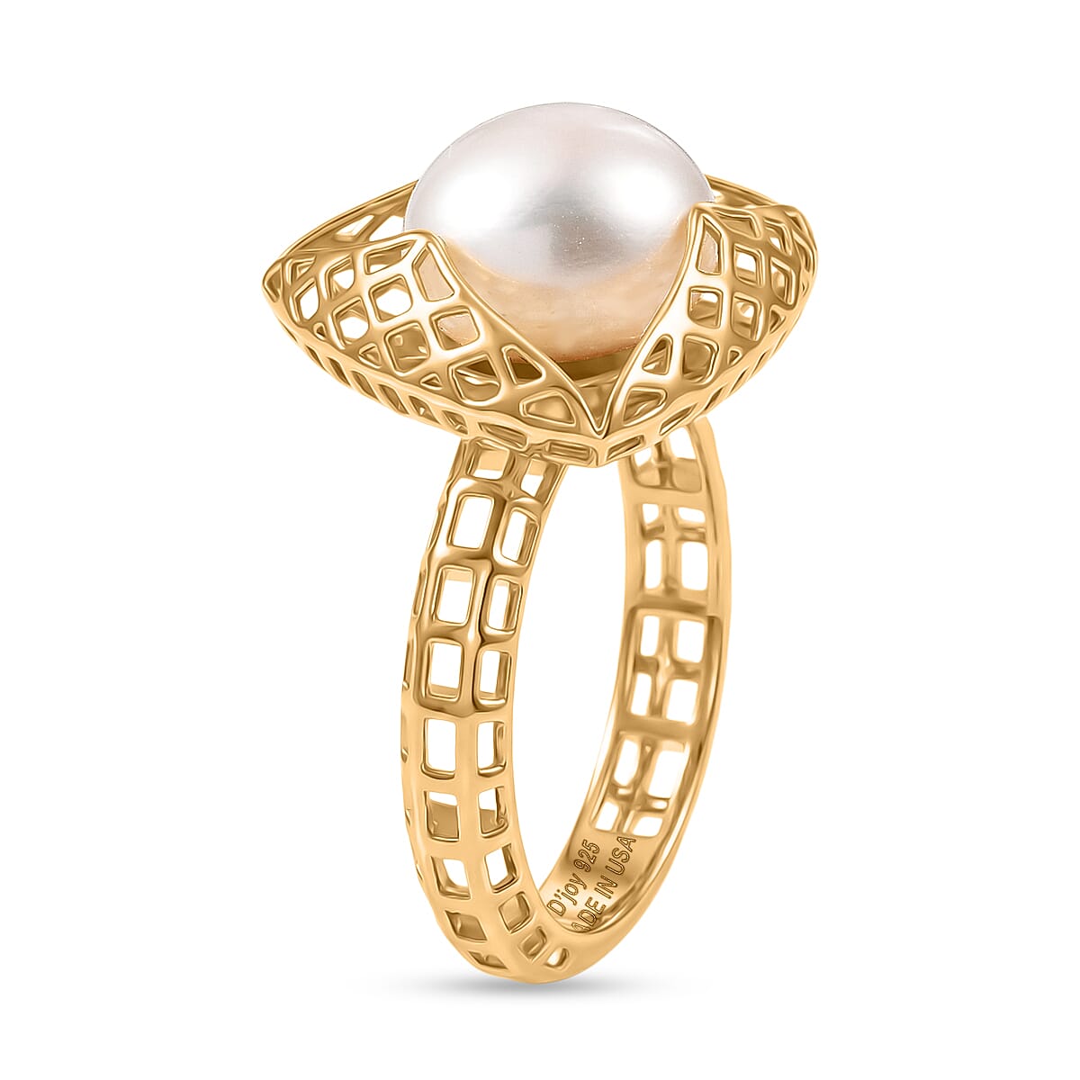 D'Joy Passport to Turkey Freshwater Pearl Ring in 18K Vermeil Yellow Gold Over Sterling Silver (Size 5.0) image number 3