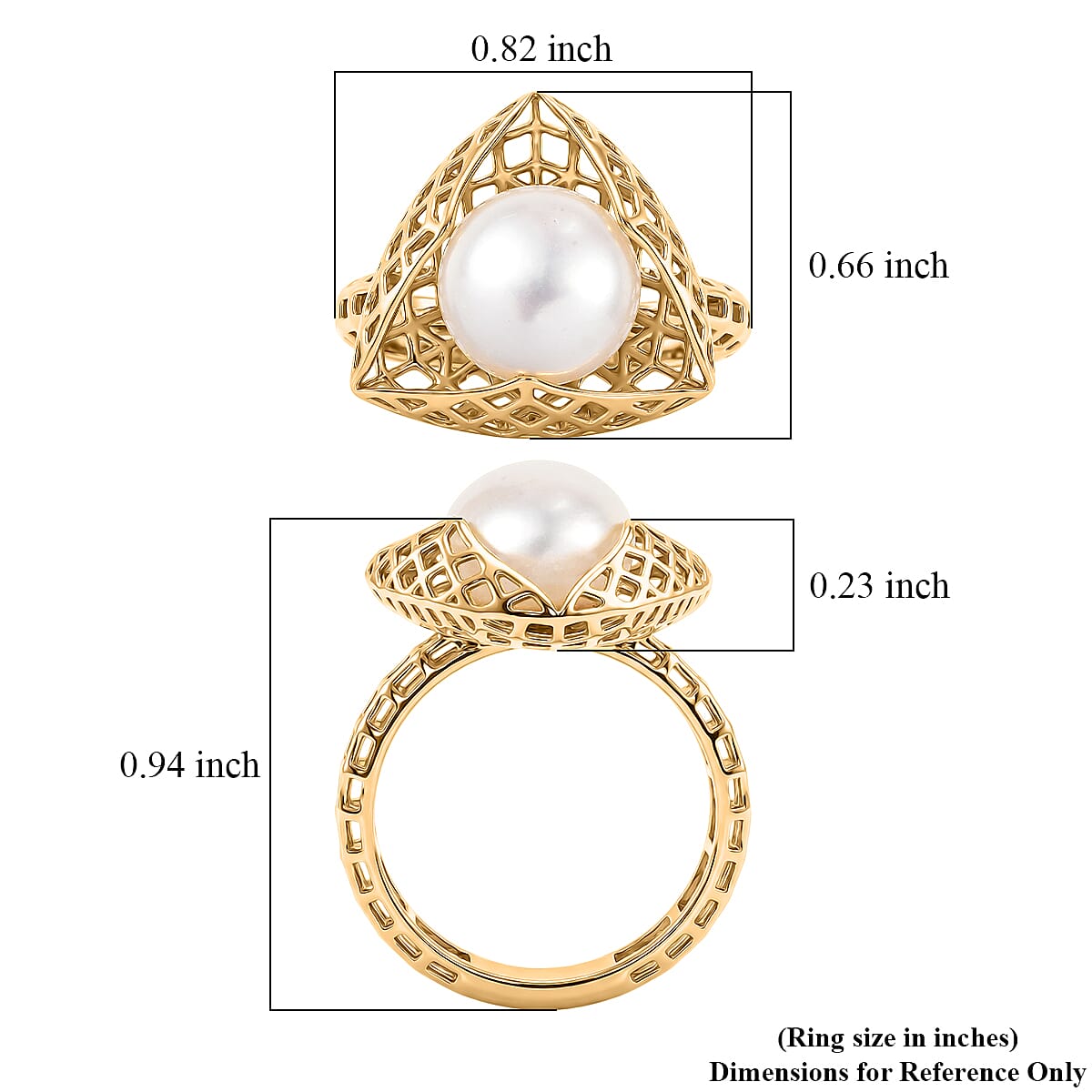 D'Joy Passport to Turkey Freshwater Pearl Ring in 18K Vermeil Yellow Gold Over Sterling Silver (Size 7.0) image number 5
