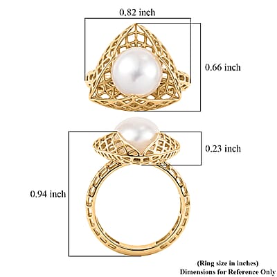 D'Joy Passport to Turkey Freshwater Pearl Ring in 18K Vermeil Yellow Gold Over Sterling Silver (Size 7.0)