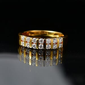 EverTrue Moissanite Band Ring in 18K YG Plated (Size 10.0) 0.50 ctw