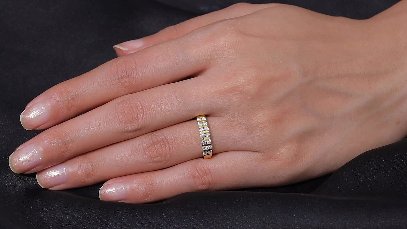 EverTrue Moissanite Band Ring in 18K YG Plated (Size 10.0) 0.50 ctw