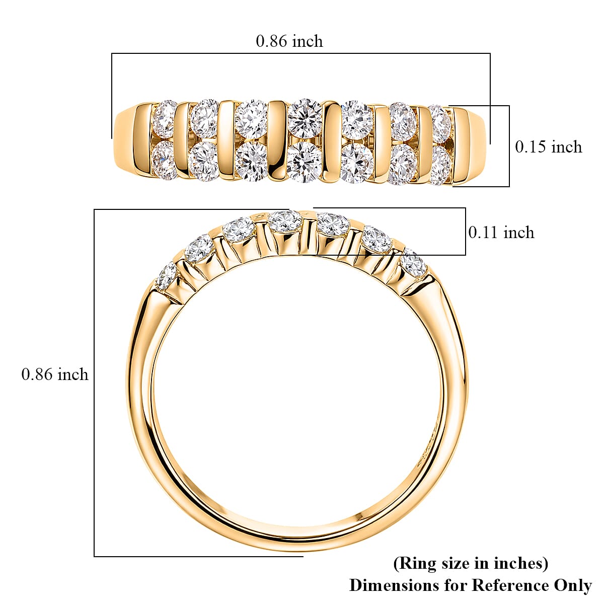 EverTrue Moissanite 0.50 ctw Band Ring in 18K YG Plated (Size 5.0) image number 5