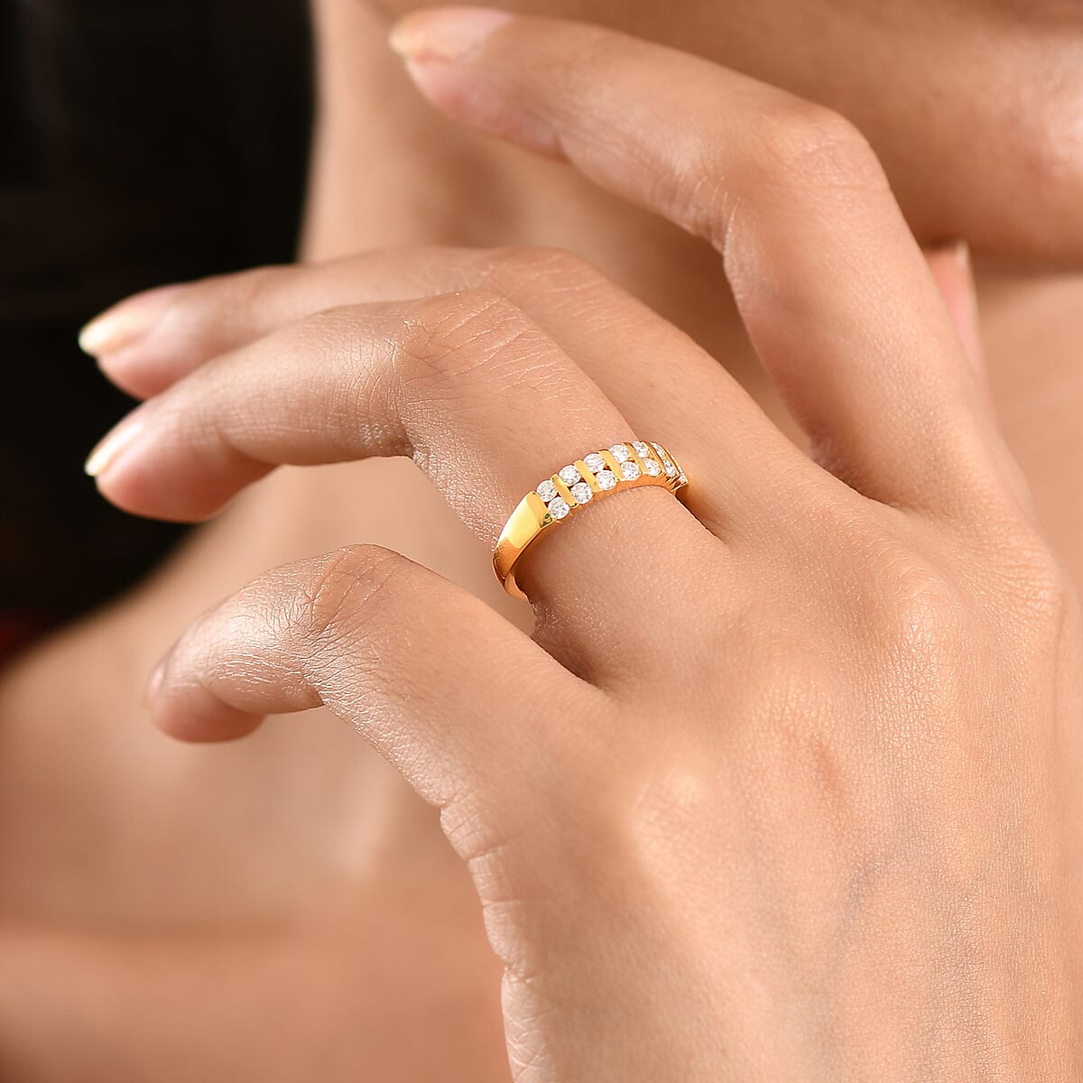 EverTrue Moissanite 0.50 ctw Band Ring in 18K YG Plated (Size 6.0) image number 2