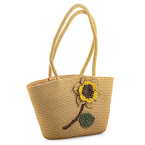 Passage Tan Paper Straw Flower Tote Bag