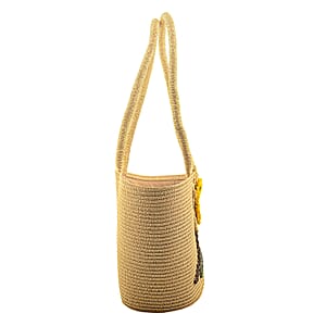 Passage Tan Paper Straw Flower Tote Bag