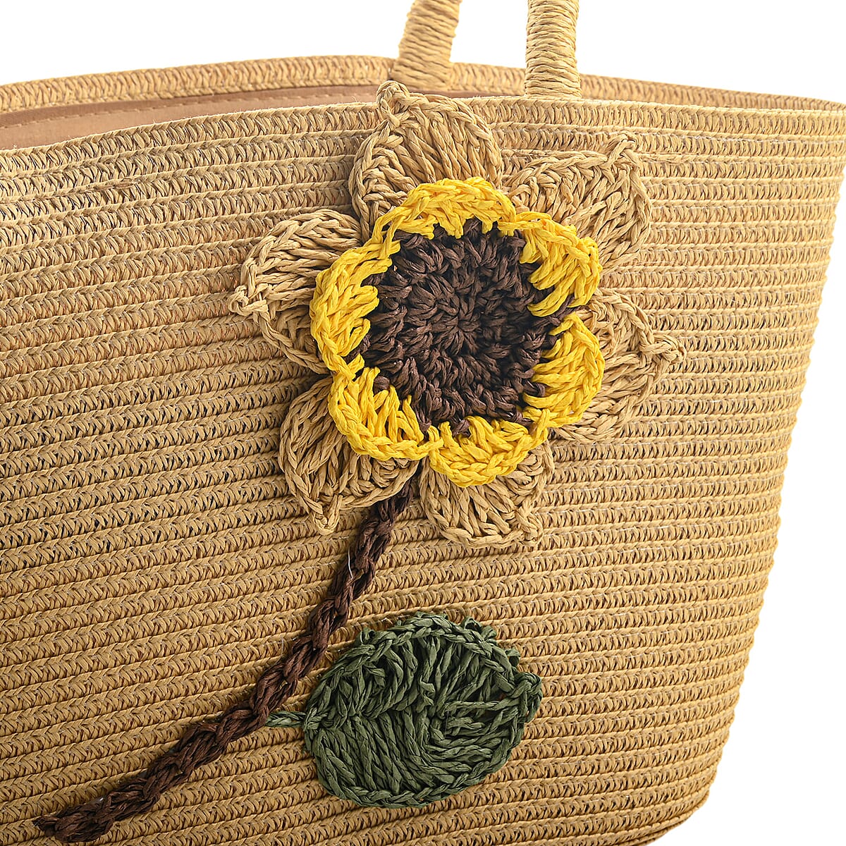 Passage Tan Paper Straw Flower Tote Bag image number 5