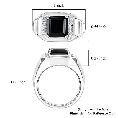 EverTrue Thai Black Spinel and White Zircon 5.60 ctw Men's Ring in Platinum Bond (Size 10.0)