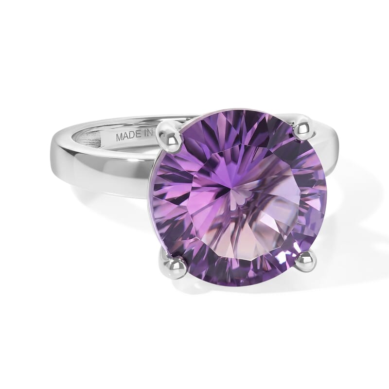 D'Joy Rose De France Amethyst and White Zircon 6.10 ctw Crown Ring in Platinum Over Sterling Silver (Size 5.0)