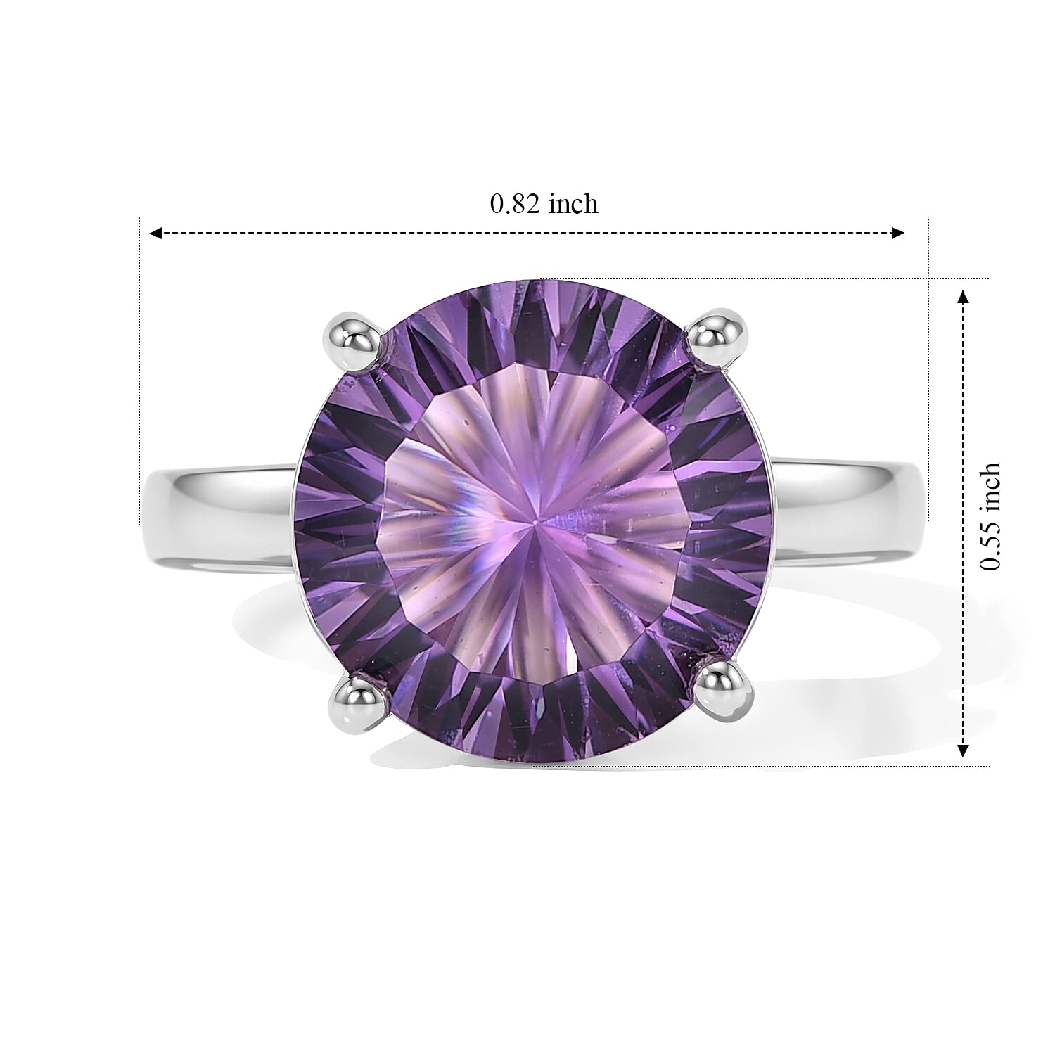 D'Joy Rose De France Amethyst and White Zircon 6.10 ctw Crown Ring in Platinum Over Sterling Silver (Size 5.0)