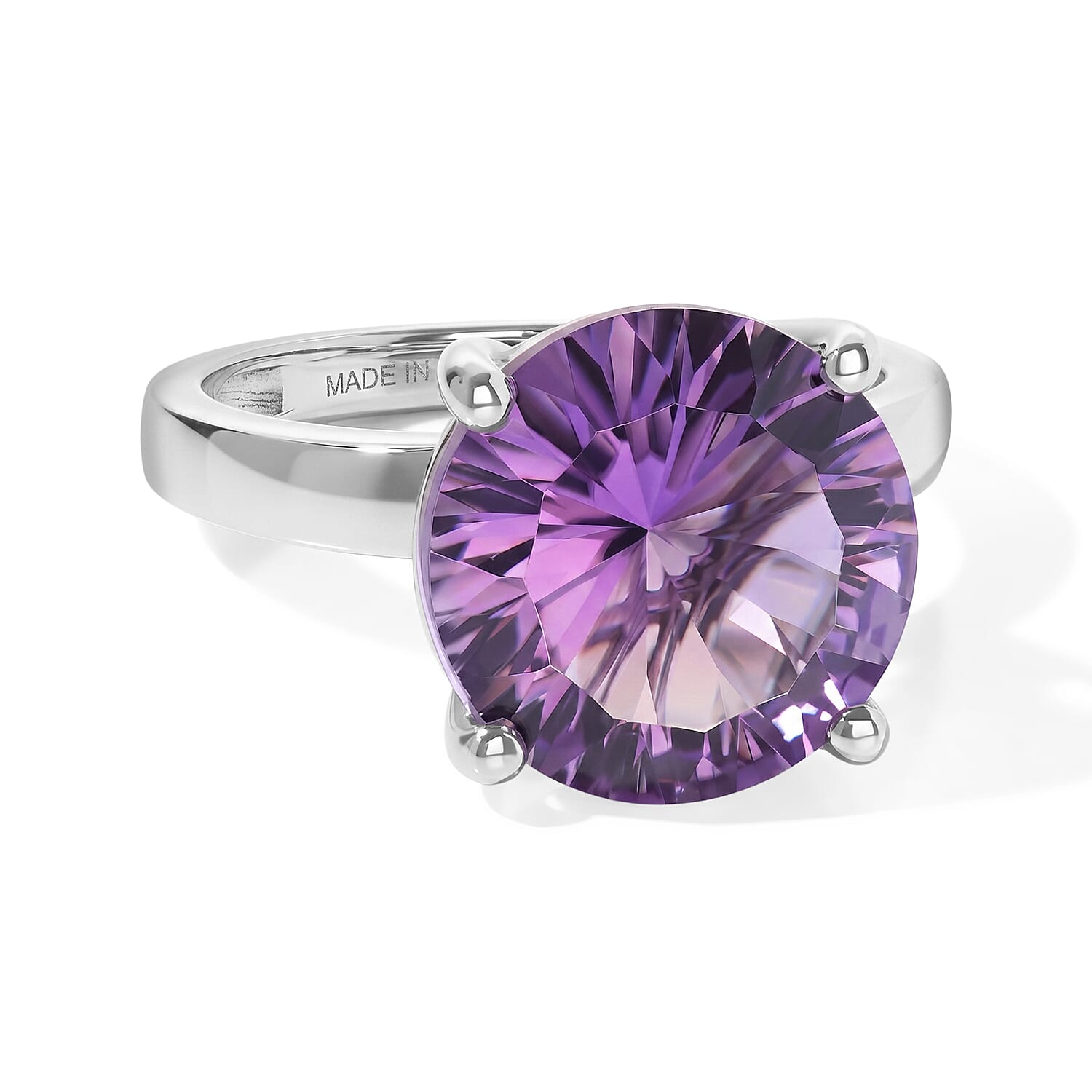 D'Joy Rose De France Amethyst and White Zircon 6.10 ctw Crown Ring in Platinum Over Sterling Silver (Size 6.0)