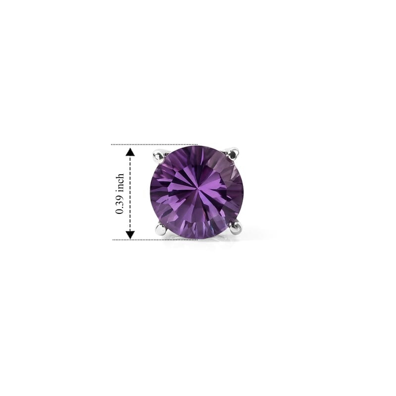 D'Joy Rose De France Amethyst and White Zircon 5.00 ctw Crown Stud Earrings in Platinum Over Sterling Silver