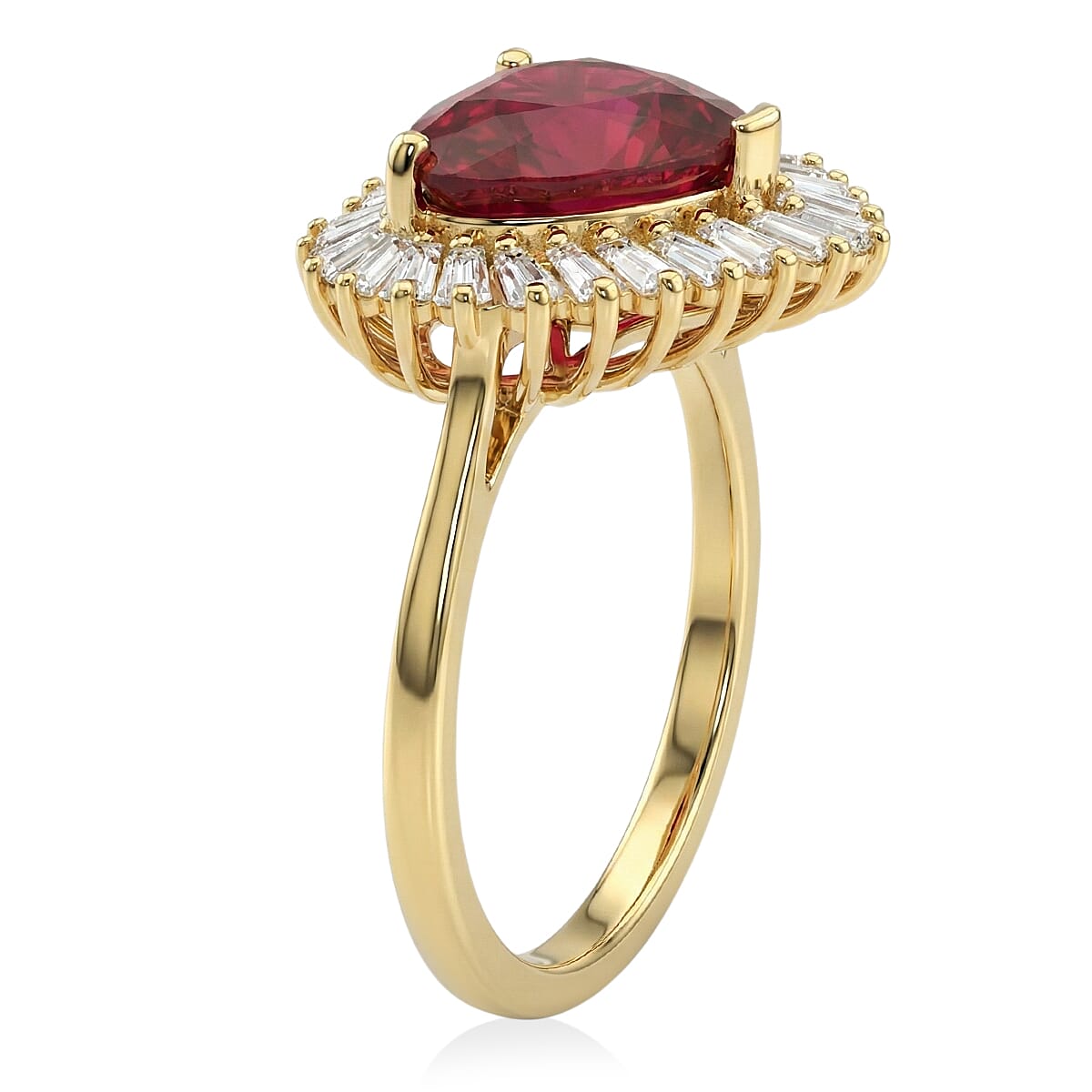D'Joy Premium Niassa Ruby (FF) and Moissanite 5.90 ctw Heart Ring in 18K Vermeil Yellow Gold Over Sterling Silver (Size 9.0) image number 3