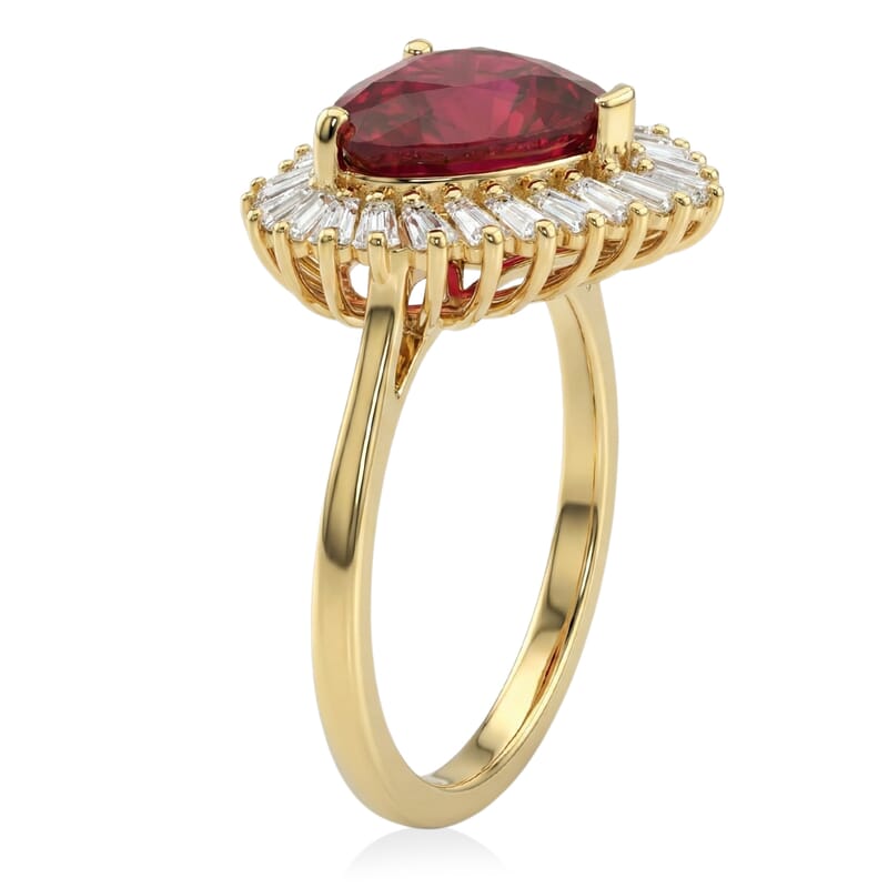 D'Joy Premium Niassa Ruby (FF) and Moissanite 5.90 ctw Heart Ring in 18K Vermeil Yellow Gold Over Sterling Silver (Size 9.0)