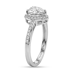 D'Joy Moissanite 1.60 ctw Heart Ring in Rhodium Over Sterling Silver (Size 7.0)