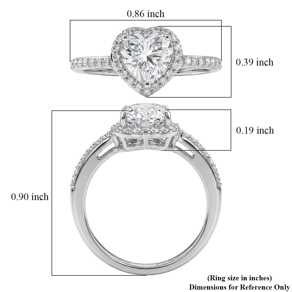 D'Joy Moissanite 1.60 ctw Heart Ring in Rhodium Over Sterling Silver (Size 7.0) image number 5