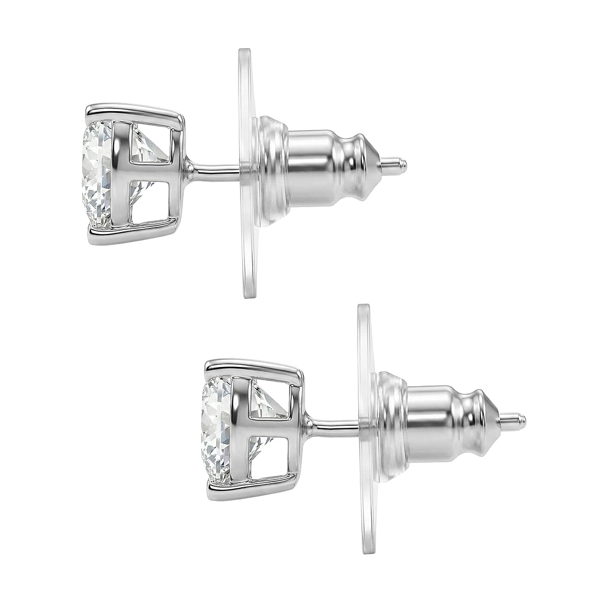 D'Joy Premium Moissanite 1.65 ctw Heart Stud Earrings in Rhodium Over Sterling Silver image number 3