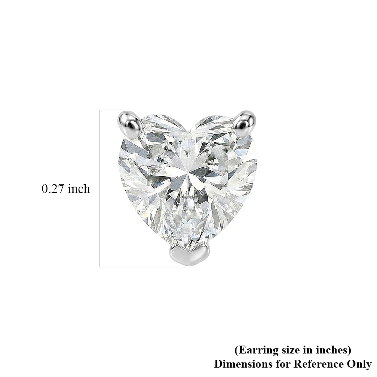D'Joy Premium Moissanite 1.65 ctw Heart Stud Earrings in Rhodium Over Sterling Silver