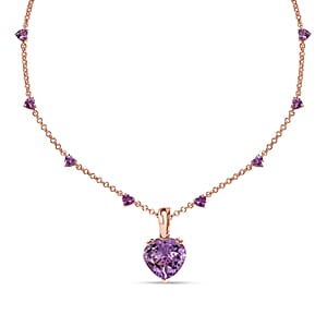 D'Joy Premium Rose De France Amethyst 23.10 ctw Fancy Necklace in 18K Vermeil Rose Gold Over Sterling Silver 18-20 Inches 