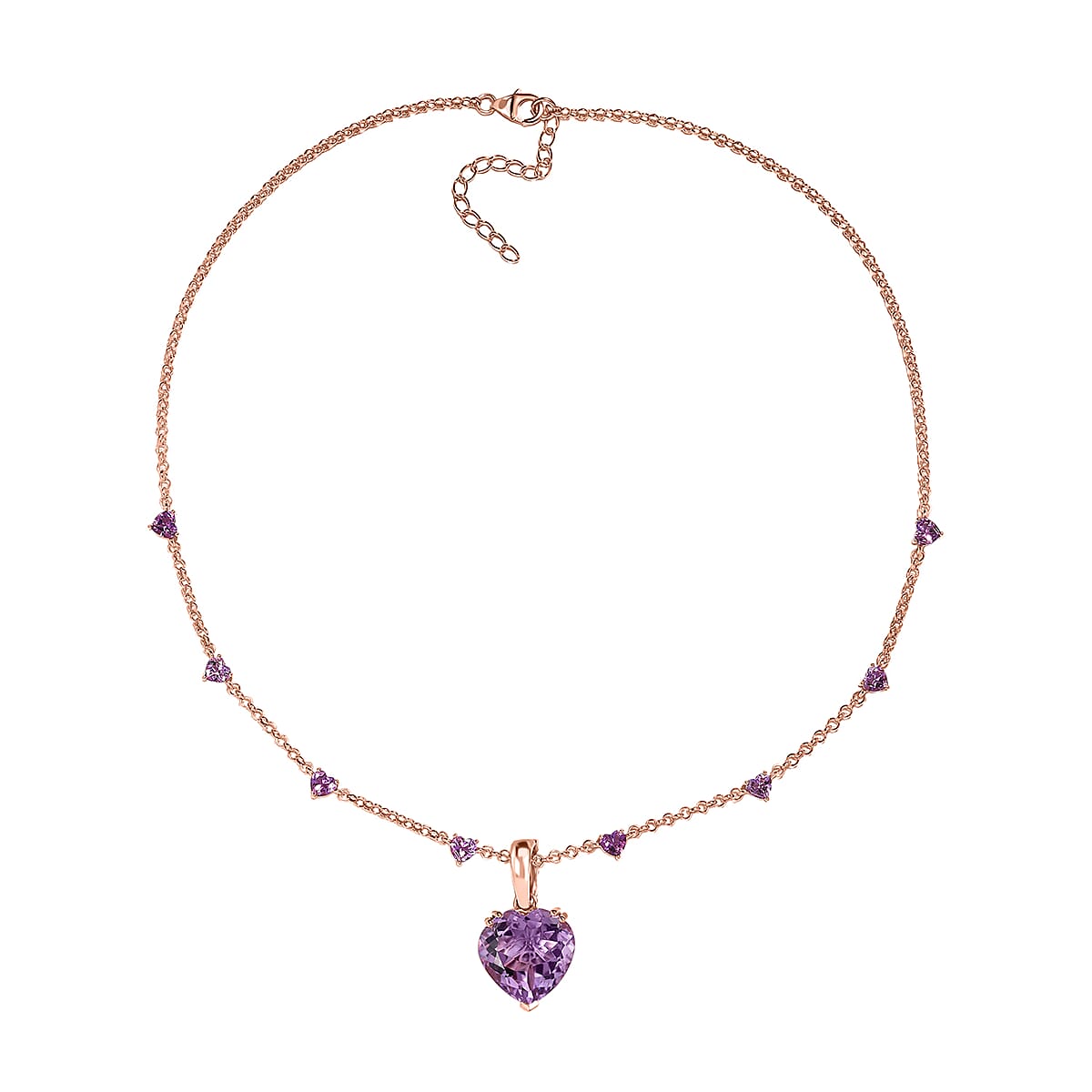 D'Joy Premium Rose De France Amethyst 23.10 ctw Fancy Necklace in 18K Vermeil Rose Gold Over Sterling Silver 18-20 Inches  image number 3