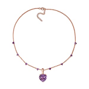 D'Joy Premium Rose De France Amethyst 23.10 ctw Fancy Necklace in 18K Vermeil Rose Gold Over Sterling Silver 18-20 Inches 