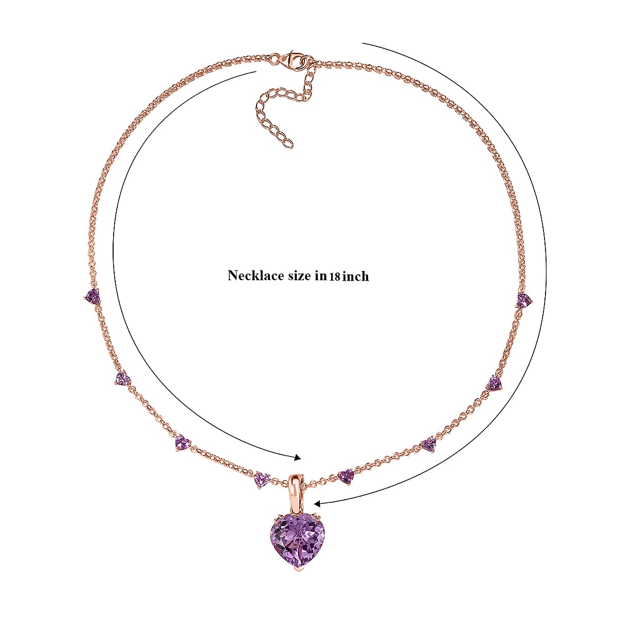 D'Joy Premium Rose De France Amethyst 23.10 ctw Fancy Necklace in 18K Vermeil Rose Gold Over Sterling Silver 18-20 Inches  image number 5