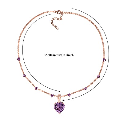 D'Joy Premium Rose De France Amethyst 23.10 ctw Fancy Necklace in 18K Vermeil Rose Gold Over Sterling Silver 18-20 Inches