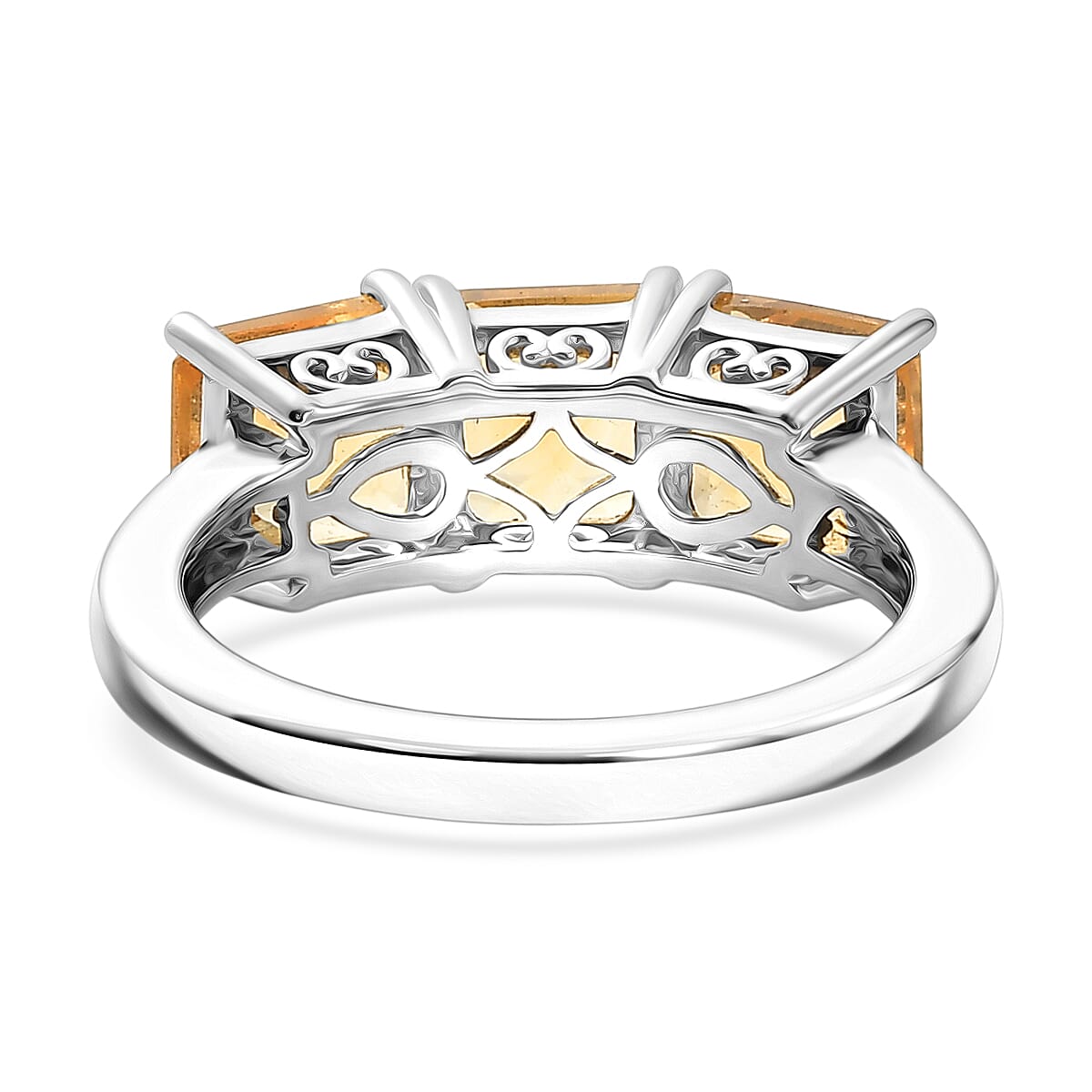 D'Joy Brazilian Citrine 3.50 ctw Ring in Platinum Over Sterling Silver (Size 10.0)
