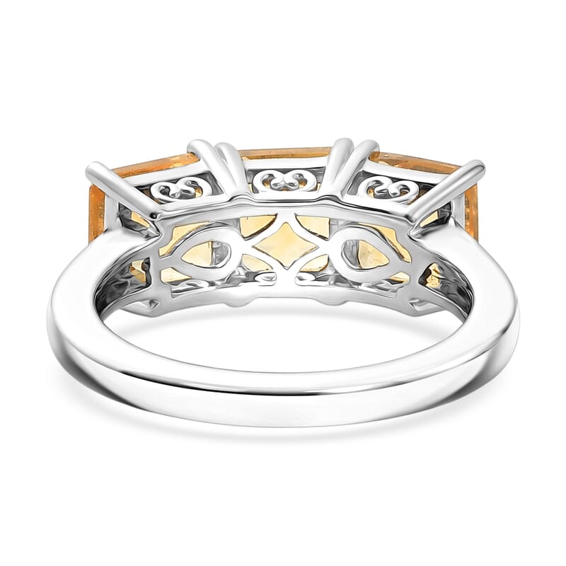 D'Joy Brazilian Citrine 3.50 ctw Ring in Platinum Over Sterling Silver (Size 10.0)