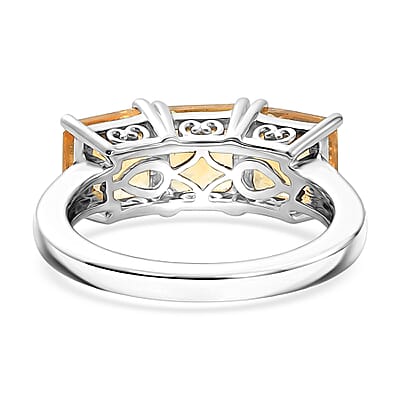 D'Joy Brazilian Citrine 3.50 ctw Ring in Platinum Over Sterling Silver (Size 5.0)