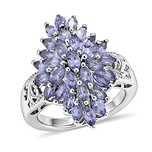 EverTrue Tanzanite 2.75 ctw Flower Bloom Ring in Platinum Bond (Size 6.0)