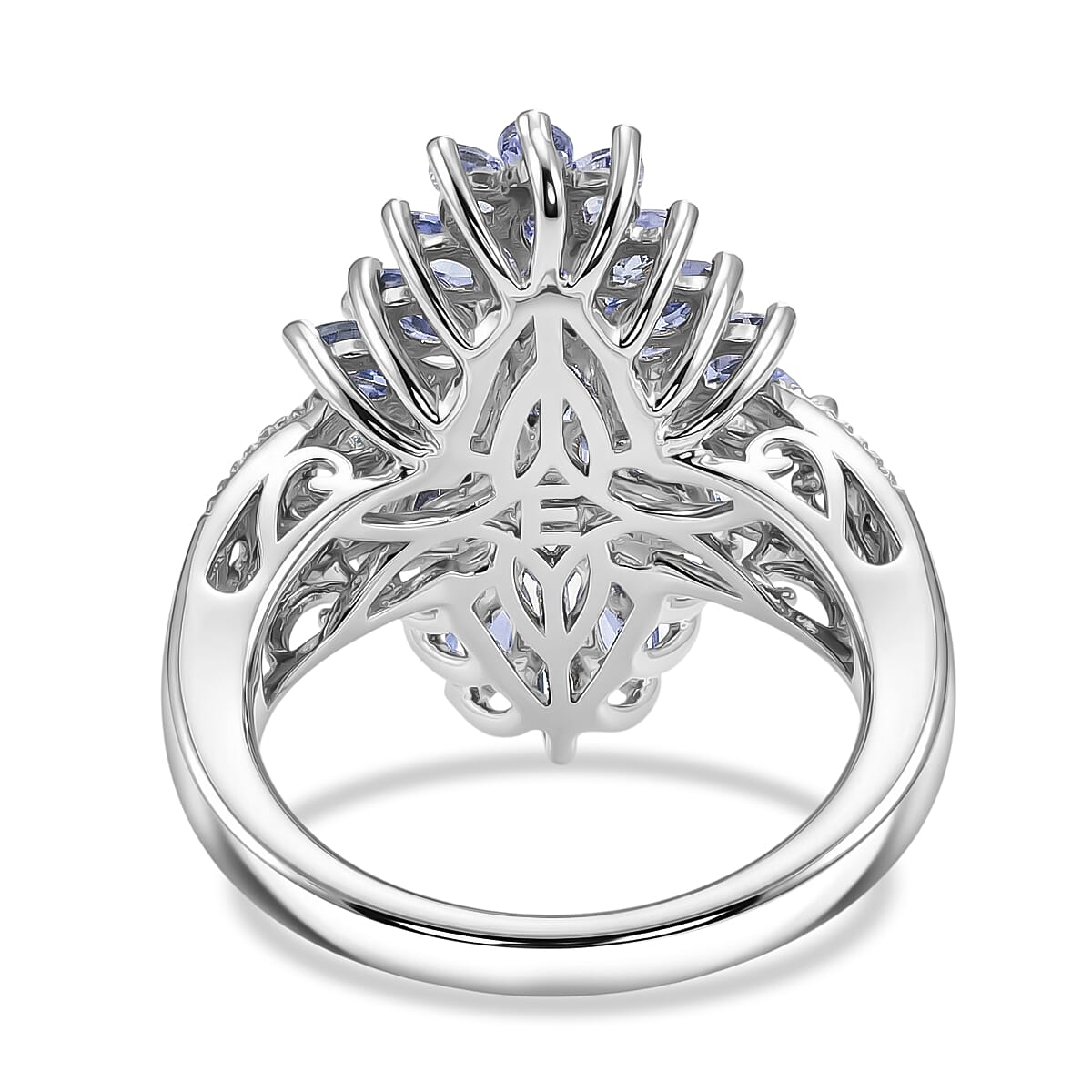 EverTrue Tanzanite 2.75 ctw Flower Bloom Ring in Platinum Bond (Size 6.0) image number 4