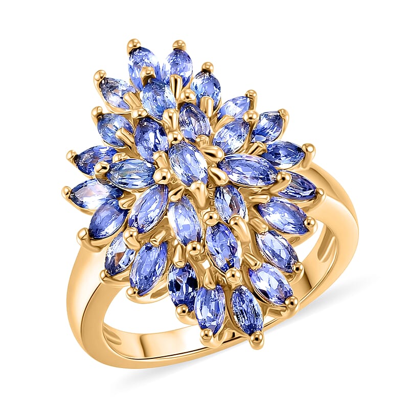 EverTrue Tanzanite 2.75 ctw Cluster Ring in 18K YG Plated (Size 10.0)
