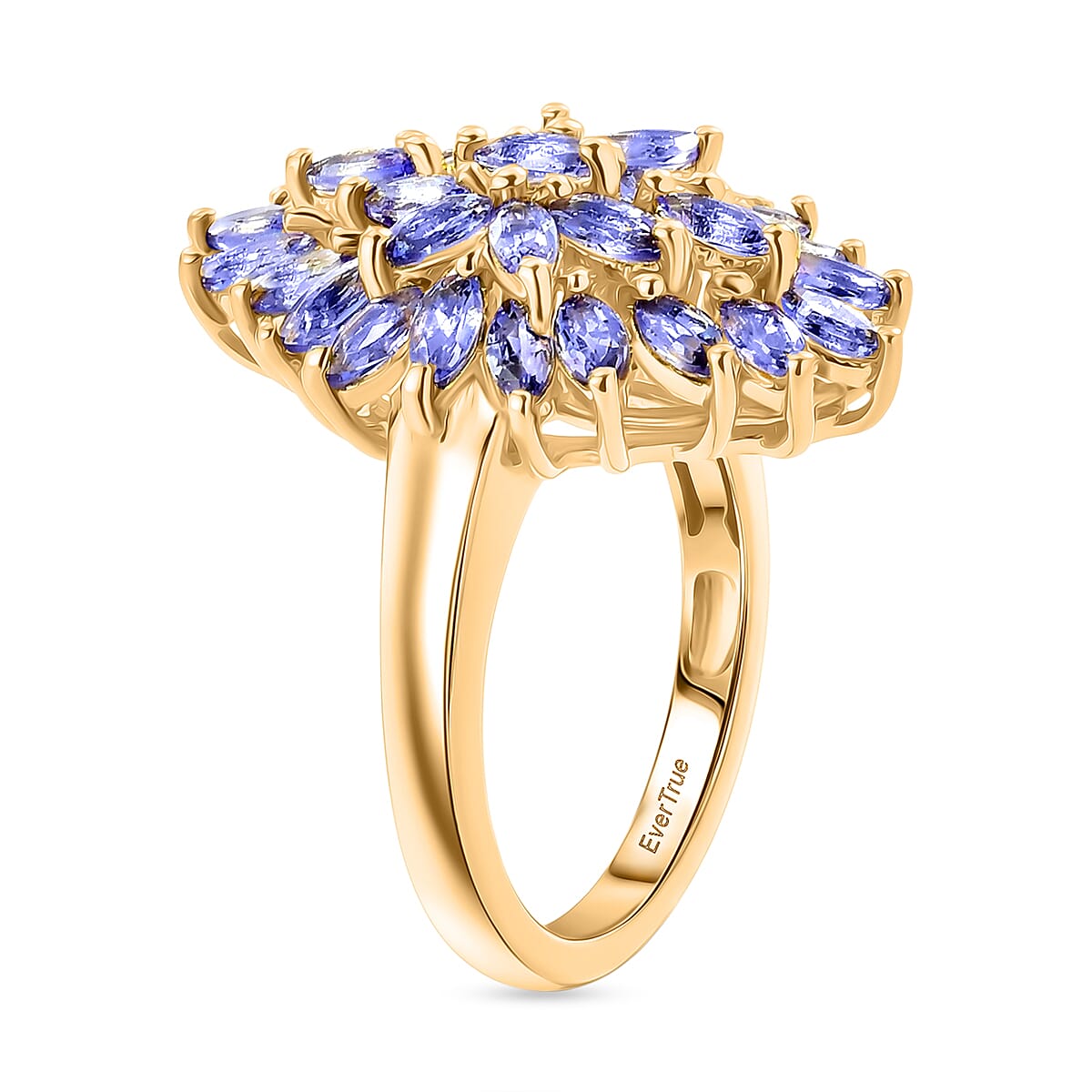 EverTrue Tanzanite 2.75 ctw Cluster Ring in 18K YG Plated (Size 10.0) image number 3