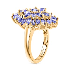 EverTrue Tanzanite Cluster Ring in 18K YG Plated (Size 10.0) 2.75 ctw