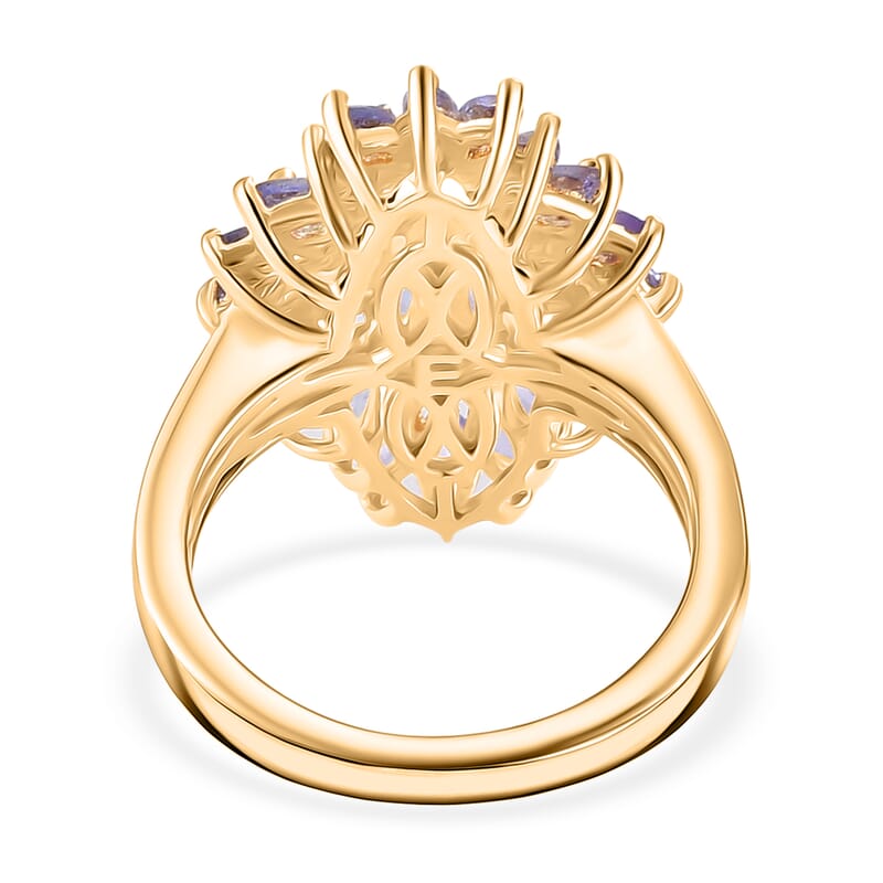 EverTrue Tanzanite 2.75 ctw Cluster Ring in 18K YG Plated (Size 10.0)