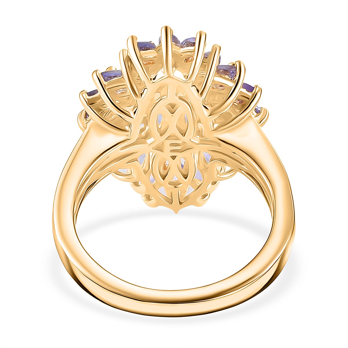 EverTrue Tanzanite 2.75 ctw Cluster Ring in 18K YG Plated (Size 7.0) image number 4