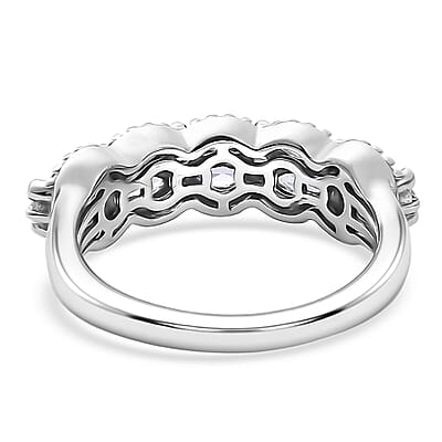 D'Joy Tanzanite and White Zircon 0.75 ctw Ring in Platinum Over Sterling Silver (Size 10.0)