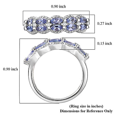 D'Joy Tanzanite and White Zircon 0.75 ctw Ring in Platinum Over Sterling Silver (Size 10.0)