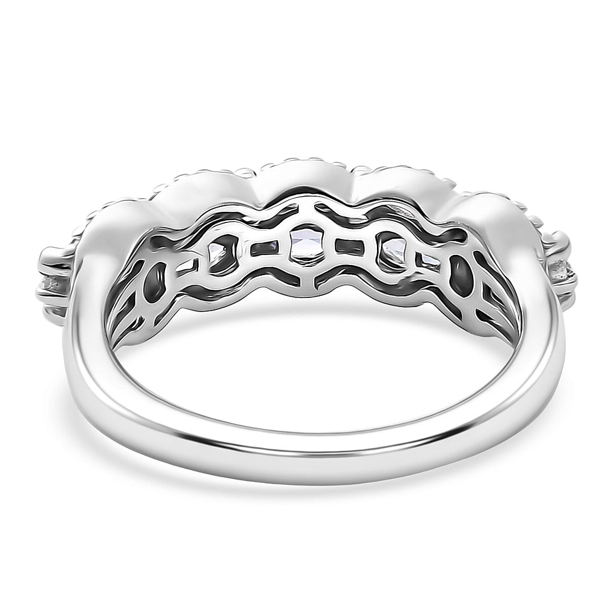 D'Joy Tanzanite and White Zircon 0.75 ctw Ring in Platinum Over Sterling Silver (Size  6.0) image number 4