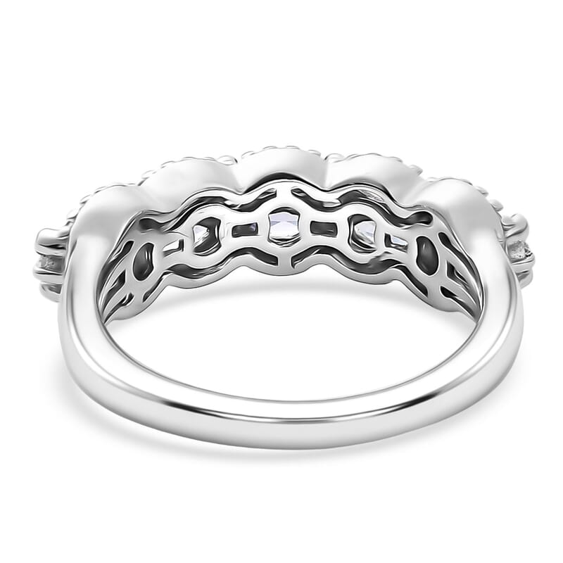 D'Joy Tanzanite and White Zircon 0.75 ctw Ring in Platinum Over Sterling Silver (Size  7.0)